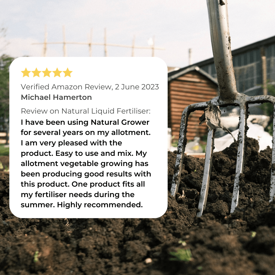 Five-star customer review of Natural Grower Liquid Fertiliser 10L