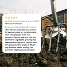 Five-star customer review of Natural Grower Liquid Fertiliser 10L