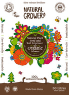 Natural Grower Plant Feed & Soil Improver illustrated product packaging and growing information